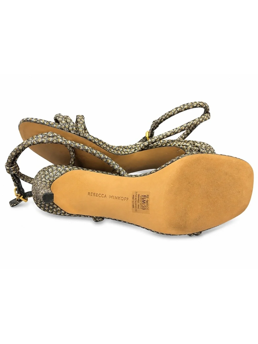 Rebecca Minkoff Gold & Silver Metallic Dotted Strappy Heeled (W 8.5)